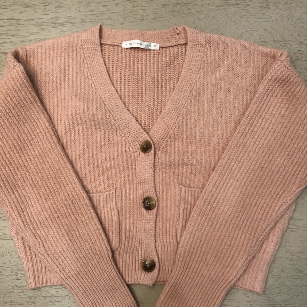 Altar’d State Women's Pink Cardigan Sweater
